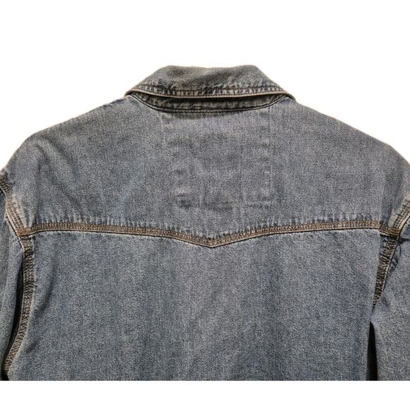 Lakin McKey Denim Western Shirt Pearl Snaps Men Medium Cotton Long Sleeves - Picture 4 of 10